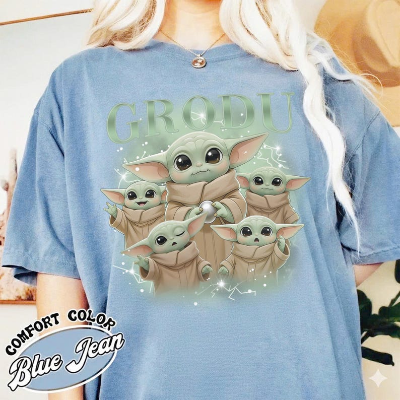 Vintage Disney Star Wars Grogu Comfort Colors Shirt, Disney Baby Yoda Tee, Retro Sci-Fi Graphic Tee, Mandalorian Gift Shirt, Cute Fan Tee image 4