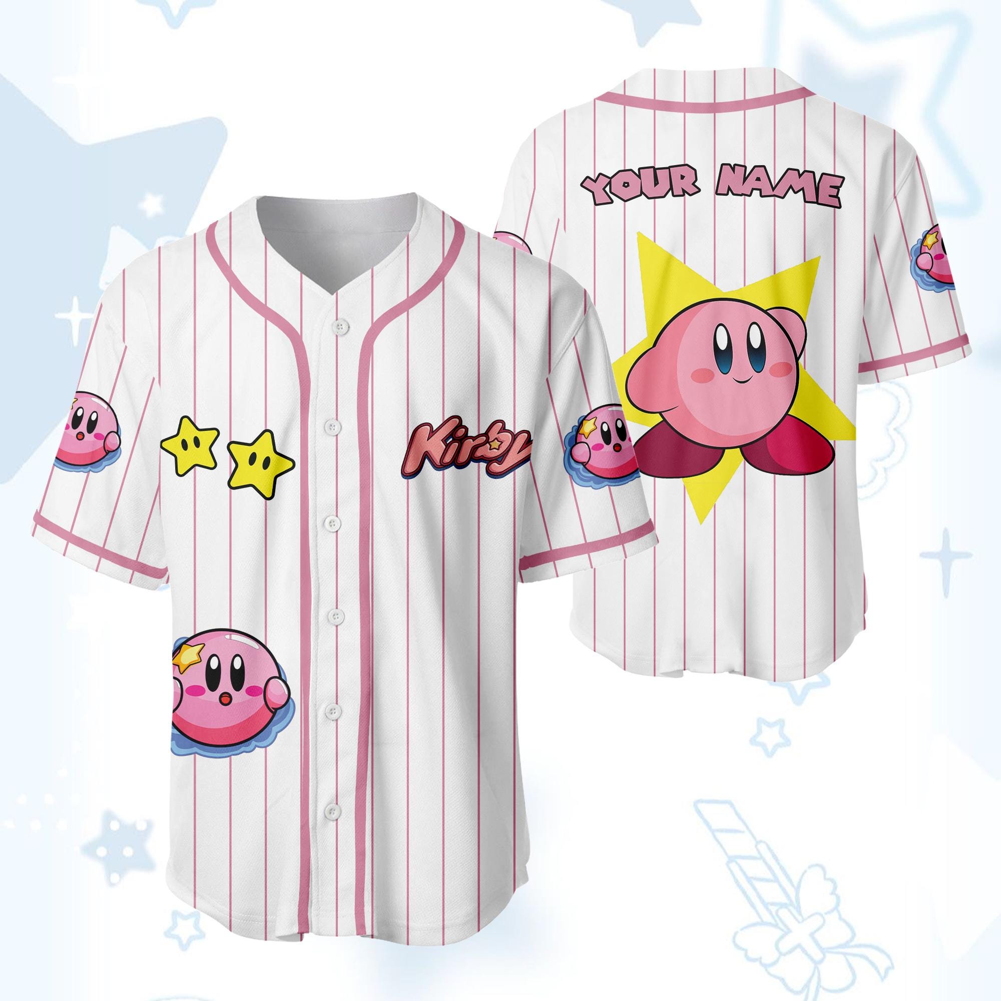 Discover Custom Kirby Cutter Dream Land Super Mario Baseball Jersey, Nintendo Super Mario Jersey Shirt, Mario Nintendo Universal Studio Trip Shirt