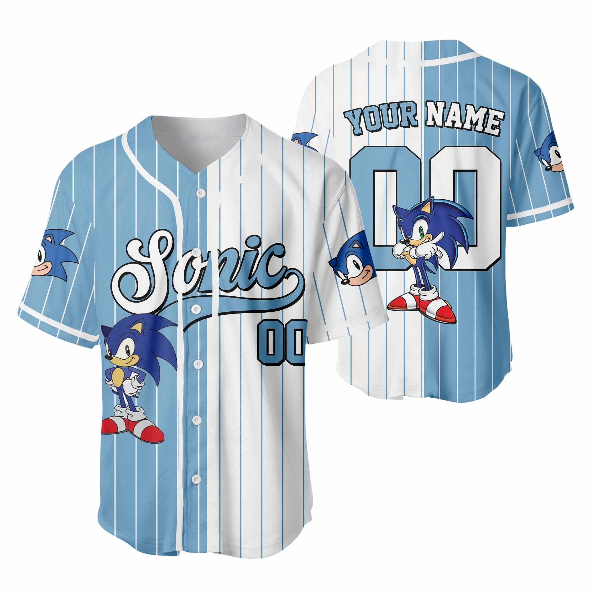 Discover Custom Name and Number Sonic Baseball Jersey, Sonic the Hedgehog Birthday Gift