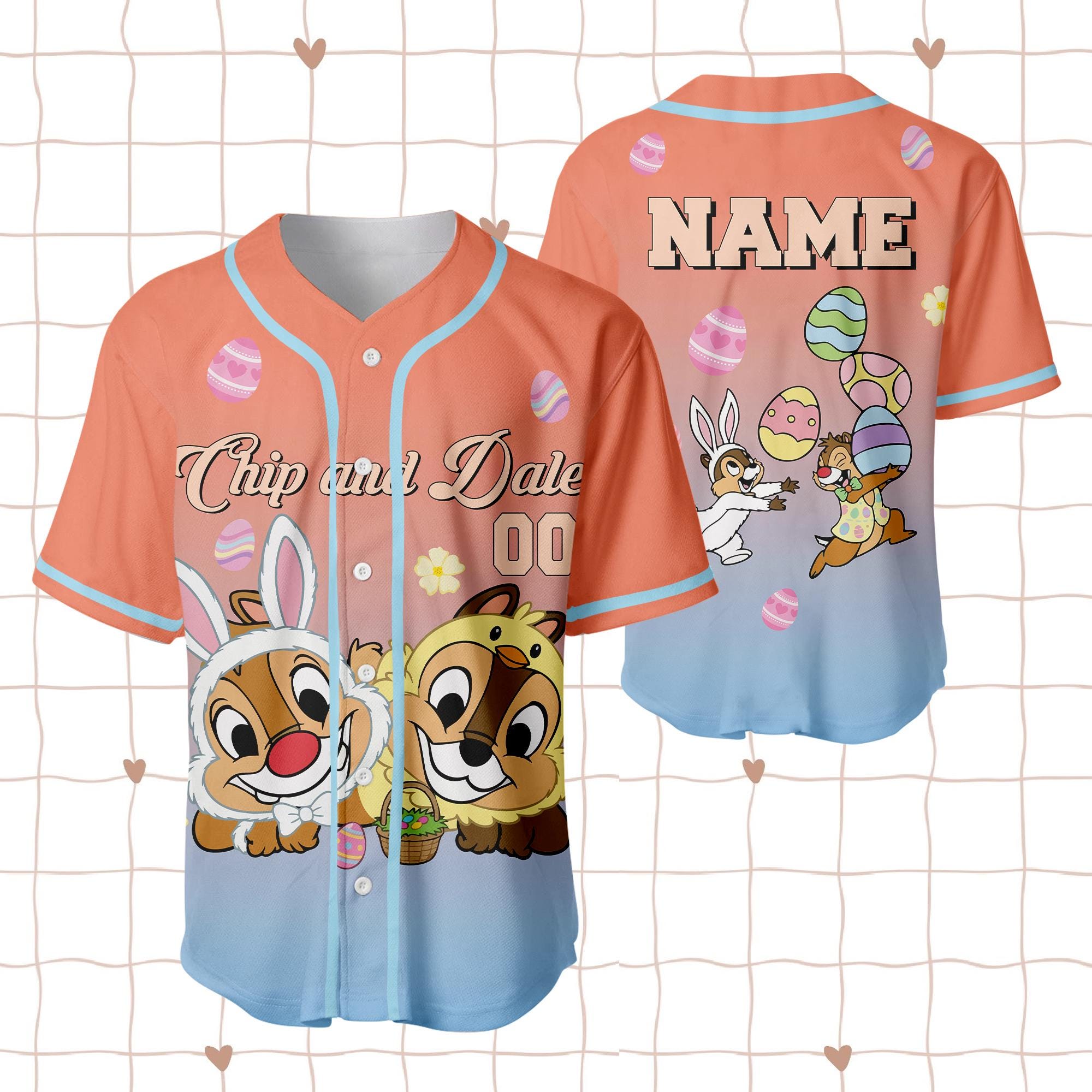Discover Custom Chip and Dale Easter Day Baseball Jersey, Disney Chip and Dale Jersey Shirt, Disneyland Baseball Team Outfit, Disney Birthday Gift