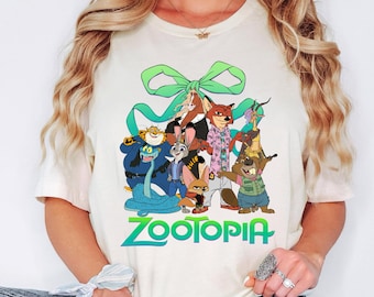 Koszulka z filmu „Zwierzogród 2”, koszulka z kreskówkowym motywem retro z Judy Hopps i Nickiem Wilde'em z filmu Disneya, gadżet dla fanów „Zwierzogród” – prezent dla dzieci i dorosłych