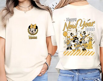 Camiseta de Minnie y sus amigos con fuegos artificiales de Año Nuevo 2026 en Epcot Center, Camiseta a juego de Mickey Mouse de Disney con diseño de Feliz Año Nuevo, Camiseta del primer viaje de 2026, WDW