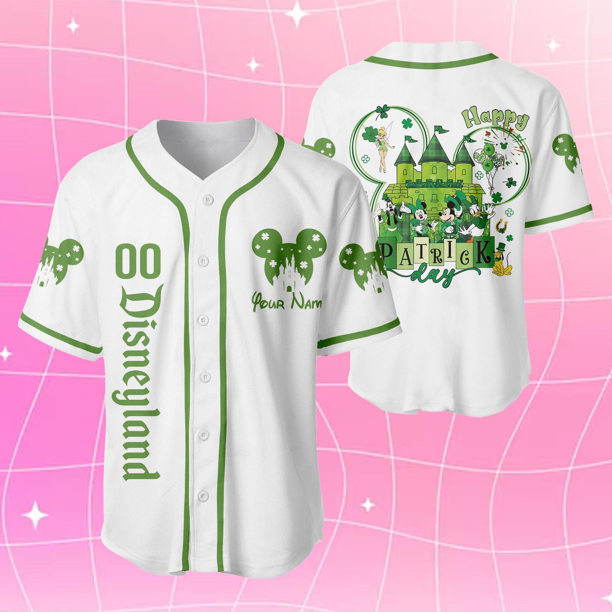 Discover Disney St Patricks Day Baseball Jersey, Mickey Mouse Green Jersey, Personalized Name Baseball Jersey, Disney Family Outfit Gift