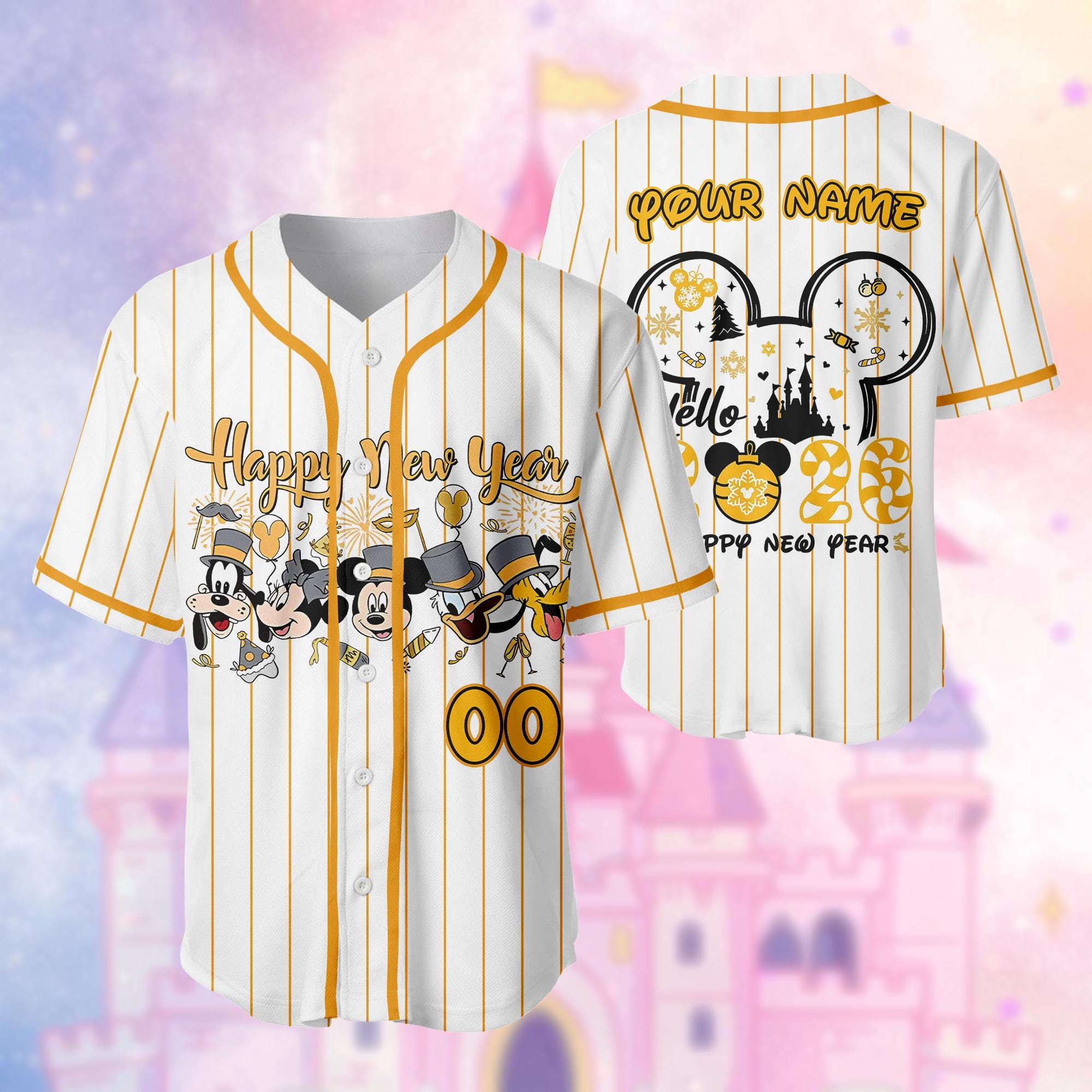 Discover Disney Mickey & Friends Happy New Year Fireworks Jersey, Disney Happy New Year Party Tee, Mickey New Year's Eve Party Shirt