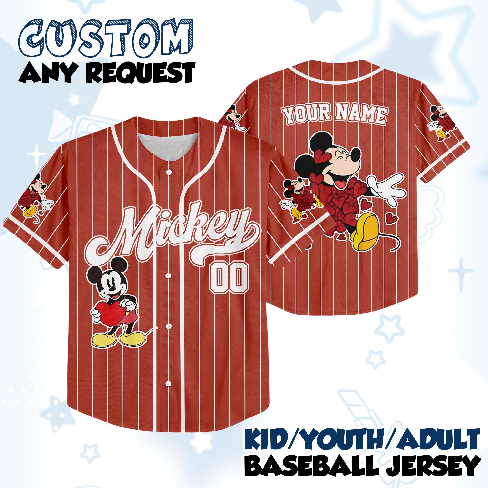 Discover Personalize Disney Minnie Friends Disneyland Happy Valentine's Day, Disney Kid Youth Adult Disney Jersey Disney Valentine