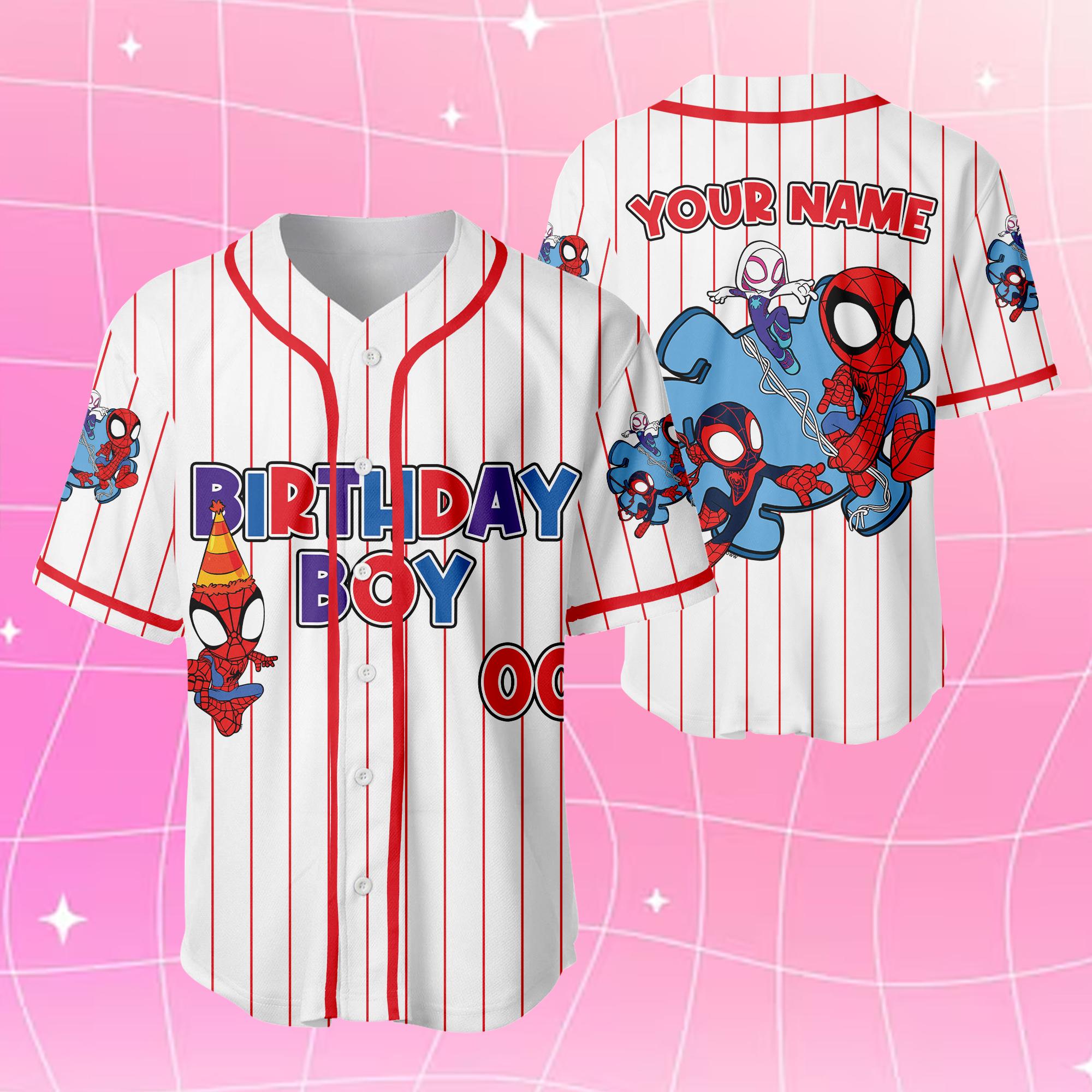 Discover Custom Spidey Birthday Boy Baseball Jersey, Custom Spider-Man Birthday Jersey Shirt, Gift for Fans, Baseball Team Outfit
