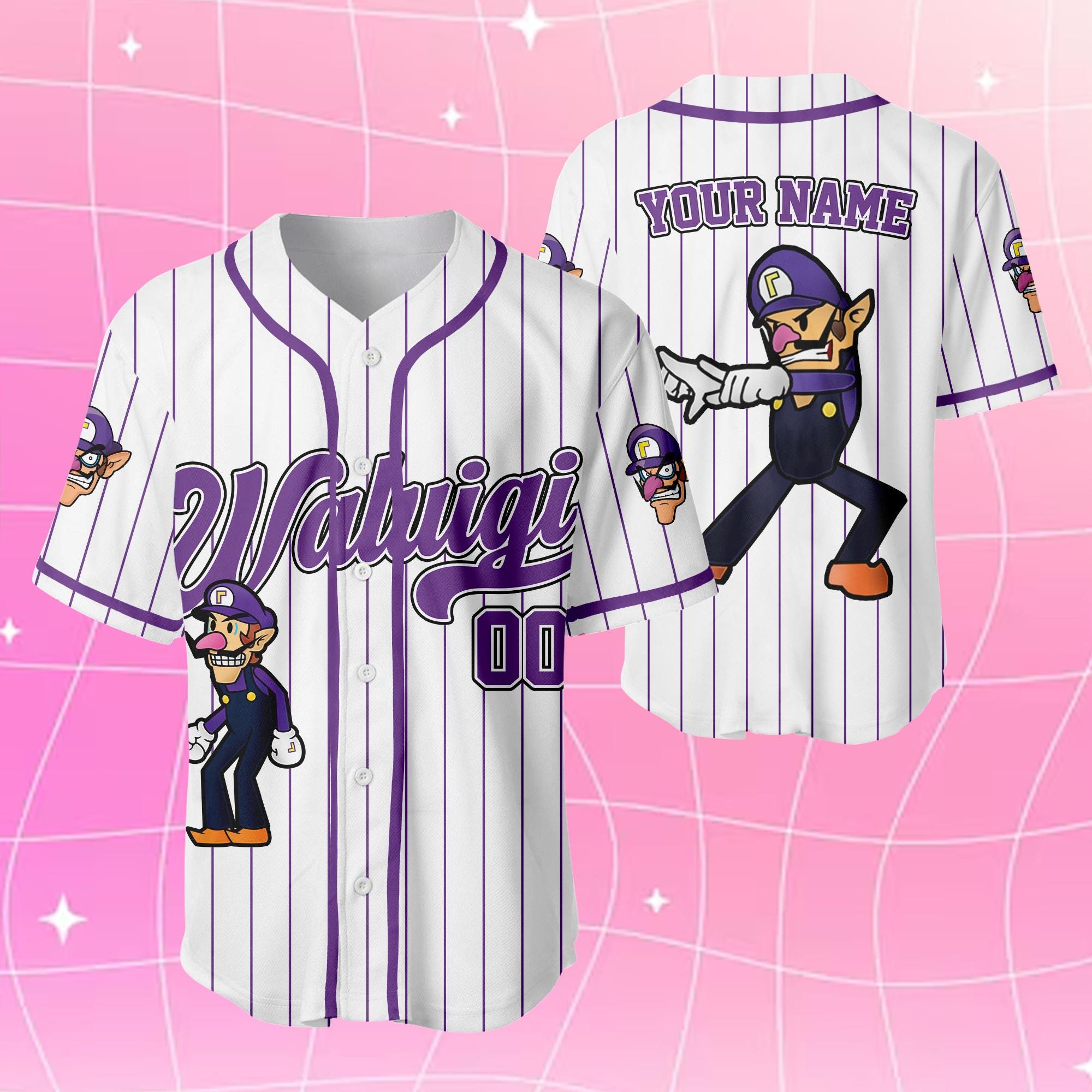 Discover Custom Waluigi Super Mario Baseball Jersey, Wario Waluigi Shirt, Waluigi shirt, Super Mario Studio Trip Shirt
