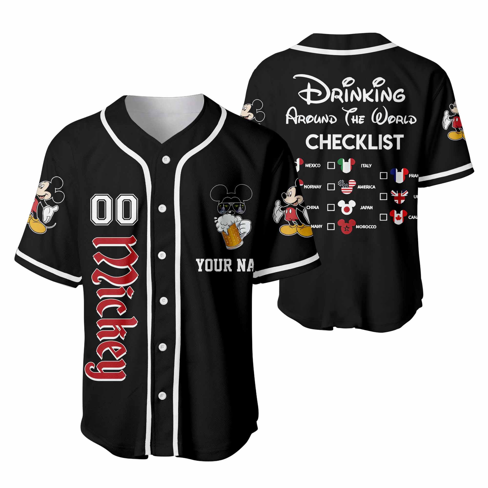 Discover Custom Disney Drinking Around The World Team Baseball Jersey, Mickey And Friends Jersey