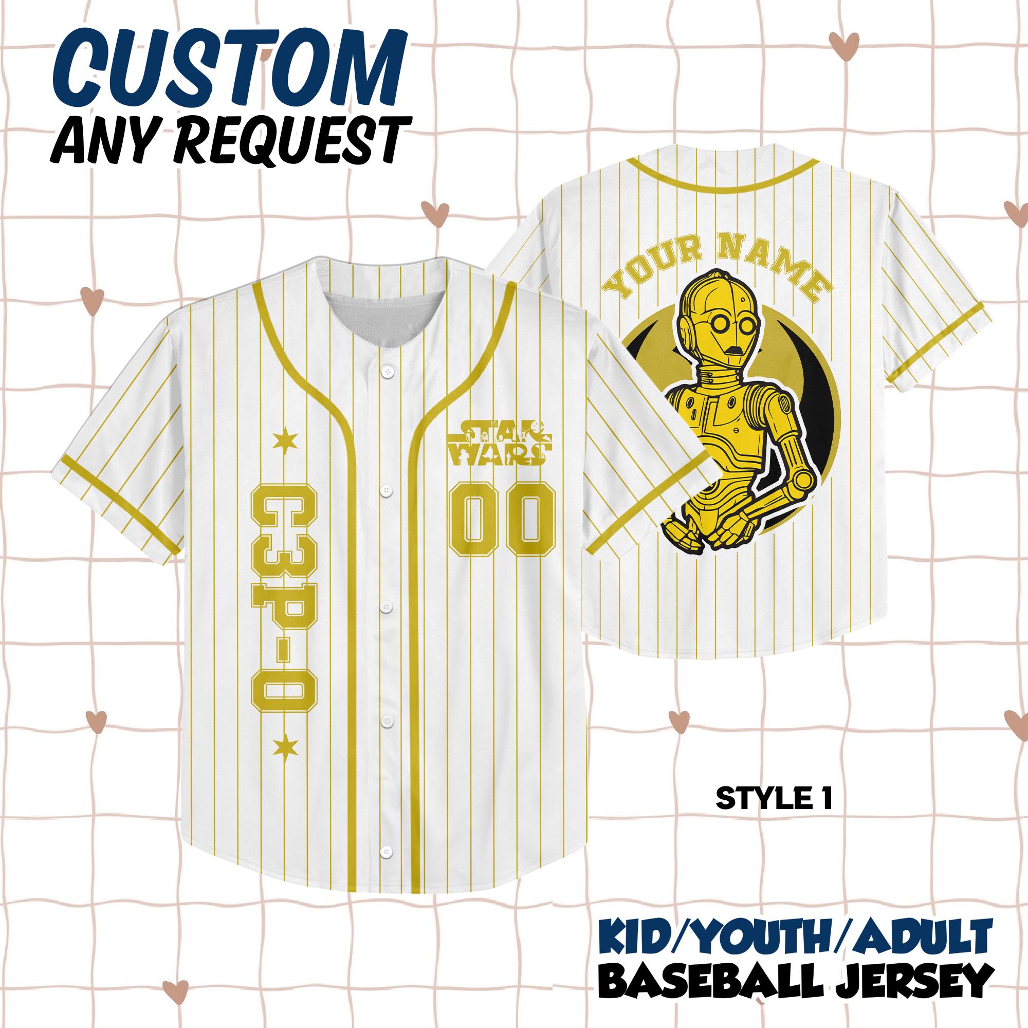 Discover Personalize Star Wars C-3PO R2-D2 Custom Kids Youth Adult Disney Baseball Jersey Sports Cute Gifts For Fans Disney