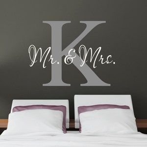 Mr. & Mrs. Wall Decal - Monogram Wall Decal- Wall Initials for Bedroom Decor, Wedding Decor - WD0336