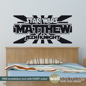Star Wars Wall Decal - Personalized Name Jedi Knight - Vinyl Sticker Boys Bedroom Wall Decor - WD0388