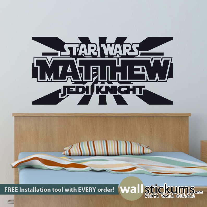 Star Wars Wall Decal Personalized Name Jedi Knight Vinyl Etsy