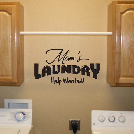 Items similar to Wall Decal Quote: Mom's Laundry - Help Wanted 02 Vinyl ...