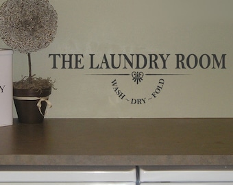 Laundry-vinyl Wall Decal-laundry Wash Dry Fold Repeat With Clothes Pin ...