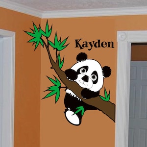 Personalized Kids Panda Vinyl Wall Art Decal Sticker - 4 Color