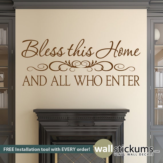 Bless This Home Wall Decal Vinyl Wall Art Decal Living Room Entryway Decor Wd0372