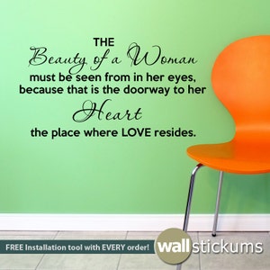 Wall Decal Quote : The Beauty of a Woman 02 Audrey Hepburn Quote Vinyl Wall Art Decal Sticker - WD0244