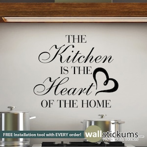 Wall Quote: The Kitchen is the Heart of the Home - Wall Decal Vinyl Sticker Wall Decor - WD0356