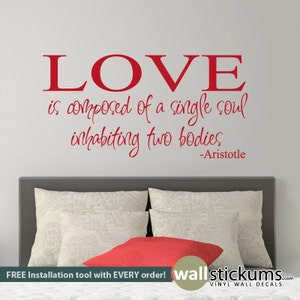 Aristotle Love Wall Decal Quote Vinyl Wall Art Decal WD0014 image 1