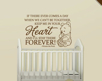 Nursery Wall Decal Quote: Winnie the Pooh Heart Forever Quote Removable Vinyl Sticker - WD0276
