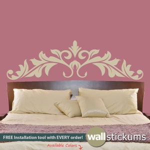 Headboard Wall Decal 01 - Floral Ornamental Bedroom - Choose Your Color