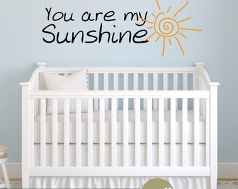 Wall Decal - You Are My Sunshine Quote Kids Handwriting Coloring Nursery Kids Boy Girl Bedroom Vinyl Wall Art Decal Decor Lettering - WD0295