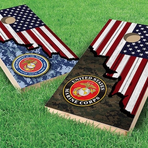 Envoltório militar Cornhole - Bandeira rasgada e camuflagem - LAMINADO E DURÁVEL