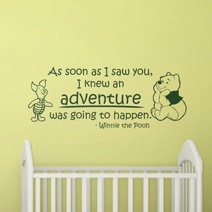 Nursery Wall Decal Quote: Winnie the Pooh Adventure Quote with Piglet Nursery Vinyl Sticker image 1