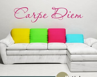 Wall Decal - Carpe Diem Quote College Dorm, Girls, Boys, Bedroom, Office Vinyl Wall Art Decal Decor Lettering - WD0304