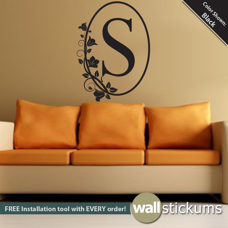Monogram Wall Decal: Vine Frame, Removable Vinyl Decor - Etsy