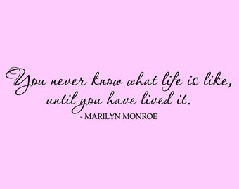 Marilyn Monroe Wall Decal Vinyl Live Life Wall Quote Living Room Bedroom Decor