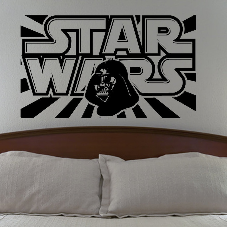 Star Wars Wall Decal With Darth Vader Vinyl Sticker Boys Etsy
