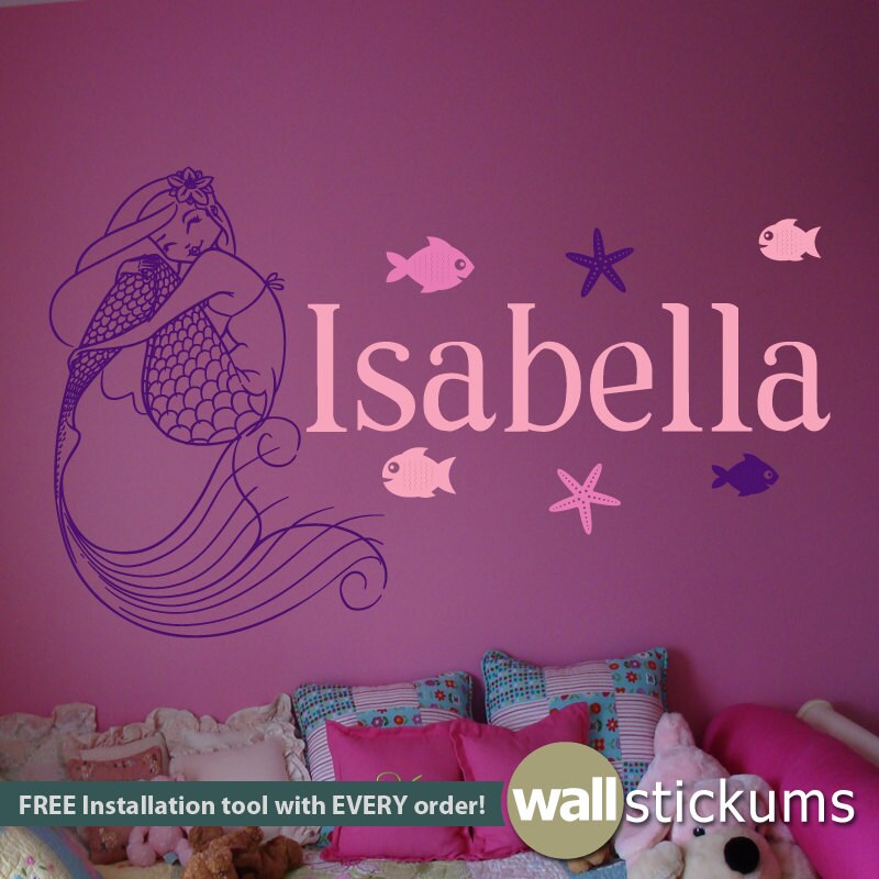Wall Decal Mermaid With Custom Name Vinyl Wall Art Decal Etsy