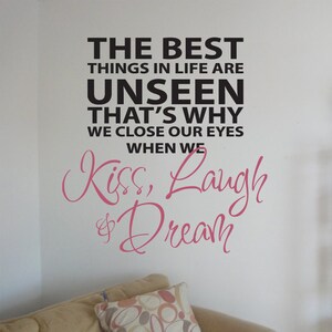 Kiss, Laugh, Dream 01 Vinyl Wall Quote Decal - 60 Colors Available