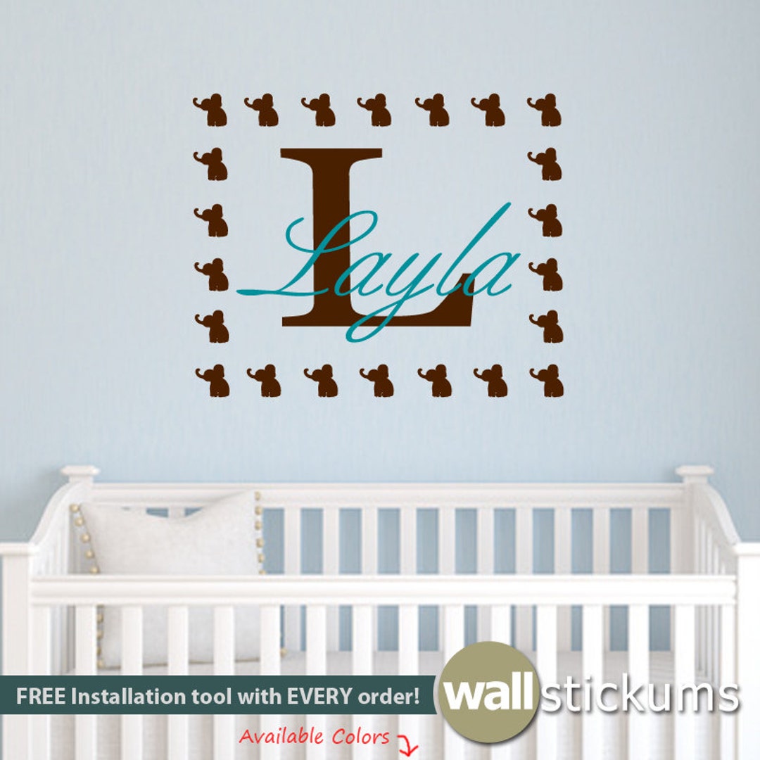 Wall Decals: Custom Girls Wall Decal Monogram Name 04 - Vinyl Lettering ...