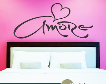 Amore Heart Wall Decal – Italian Love Quote Vinyl Sticker