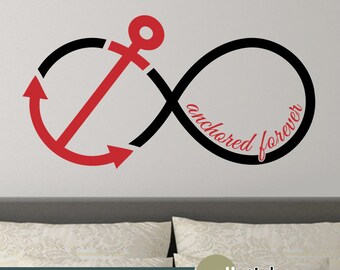 Love Infinity Wall Decal - Anchor Wall Decor - Girls Bedroom Wall Decal with Infinity Anchor - Anchored Forever - WD0376