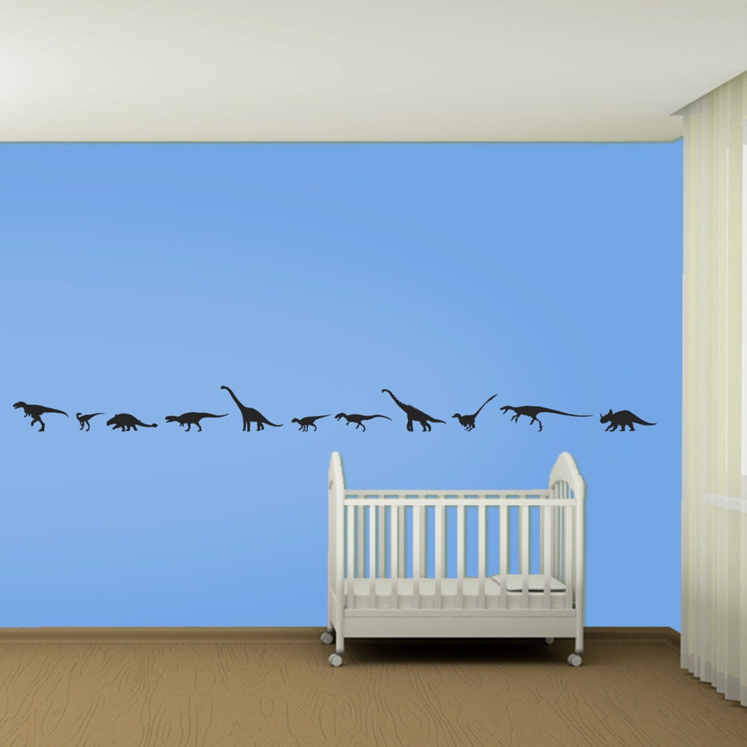 Dinosaur Wall Decal Silhouette Kids Vinyl Wall Art Sticker Etsy