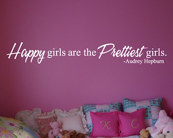 Audrey Hepburn Quote Vinyl Wall Decal: Happy Girls Art