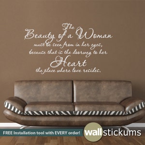 Wall Decal Quote : The Beauty of a Woman Audrey Hepburn Quote Vinyl Wall Art Decal Sticker - Wall Decor - Wall Words - WD0245