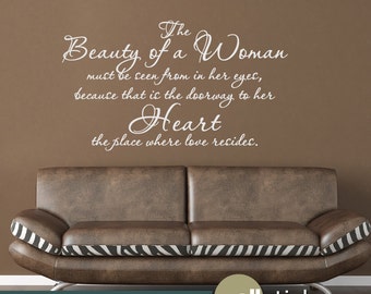 Audrey Hepburn Quote: Woman's Beauty Vinyl Wall Decal