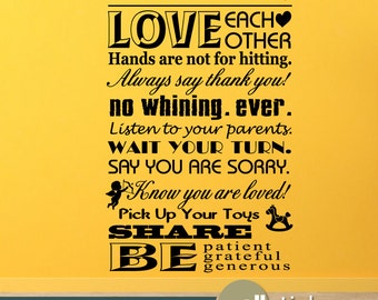 Muursticker Family Rules – Vinyl muurdecoratie woonkamer