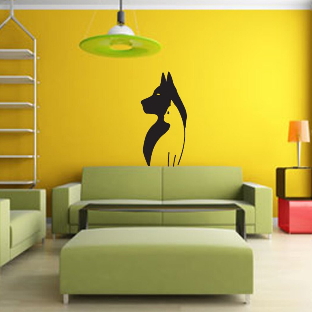 Dog and Cat Wall Decal Vinyl Sticker - WD0186 - Etsy