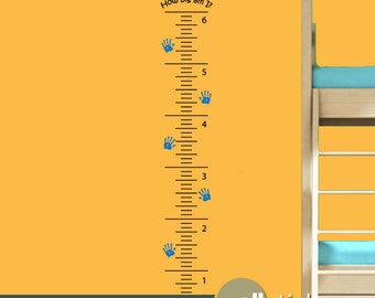 Kids Growth Chart Wall Decal – "How Big am I", Handprints