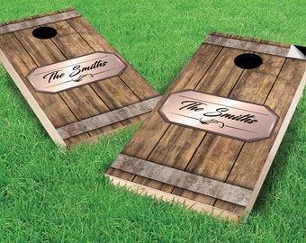 Whiskey Barrel Cornhole Board Wrap - LAMINATED & DURABLE