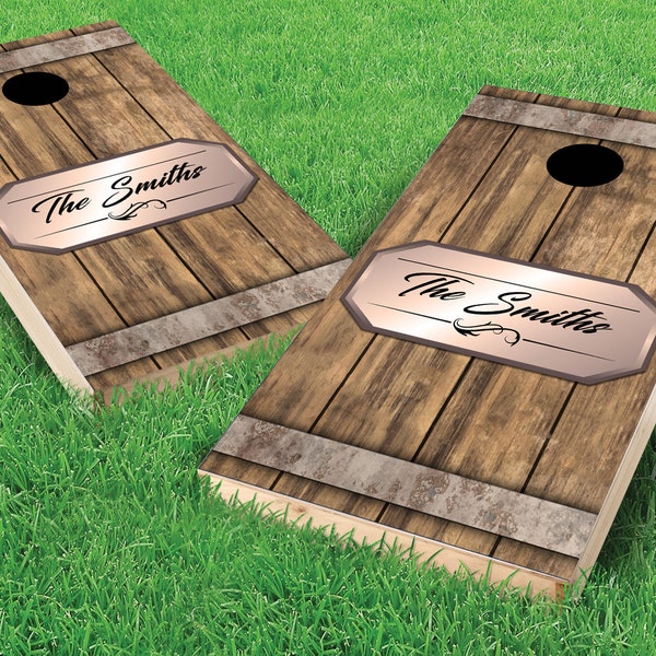 Whiskey Barrel Cornhole Board Wrap - LAMINATED & DURABLE