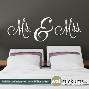 Mrs. & Mrs. Wall Decal - Bedroom Wall Decor - Choose Your Color - WD0381