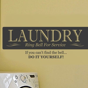 Laundry Bell Removable Vinyl Wall Art Decal - Laundry Room Wall Decals - Wall Decor - WD0145