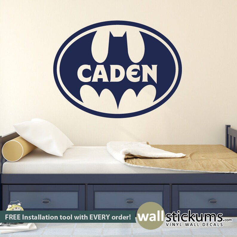 Batman Wall Decal Personalized Name Vinyl Sticker Boys Etsy