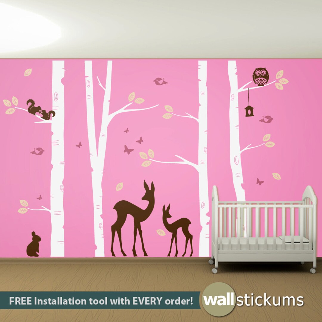 Nursery Birch Tree Wall Decal 2 - Removable Vinyl Wall Art Sticker for ...